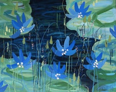 Dancing Lilies, Painting, Acrylic on Canvas