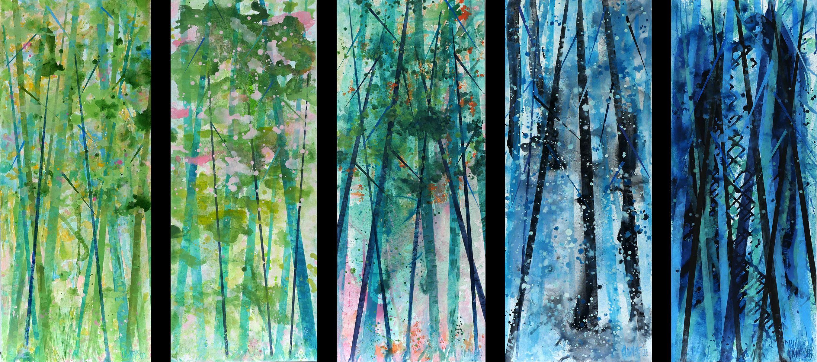 Karin Lowney-Seed Abstract Painting - Into The Forest, Painting, Acrylic on Canvas