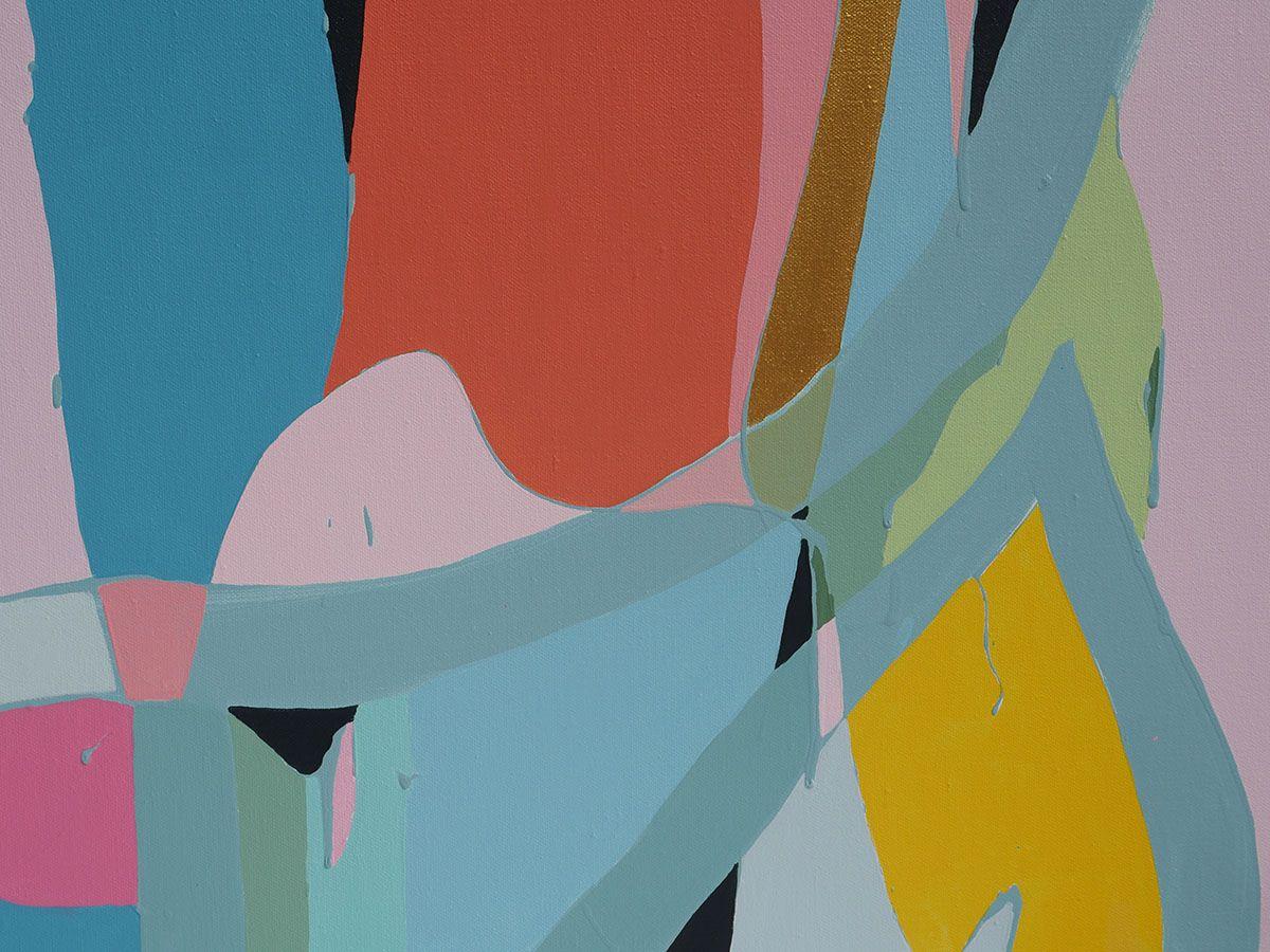 Lebensleben der Party, Gemälde, Acryl auf Leinwand (Grau), Abstract Painting, von Karin Lowney-Seed
