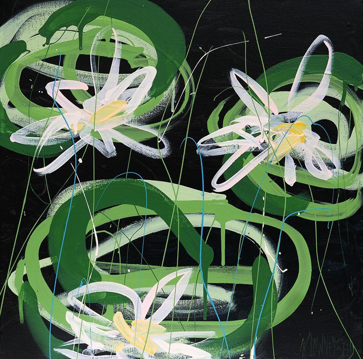 Karin Lowney-Seed Abstract Painting - Little Firecracker Lily, Painting, Acrylic on Canvas