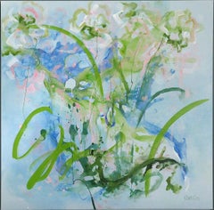 Jardin de plage au milieu de l'été, peinture, acrylique sur toile
