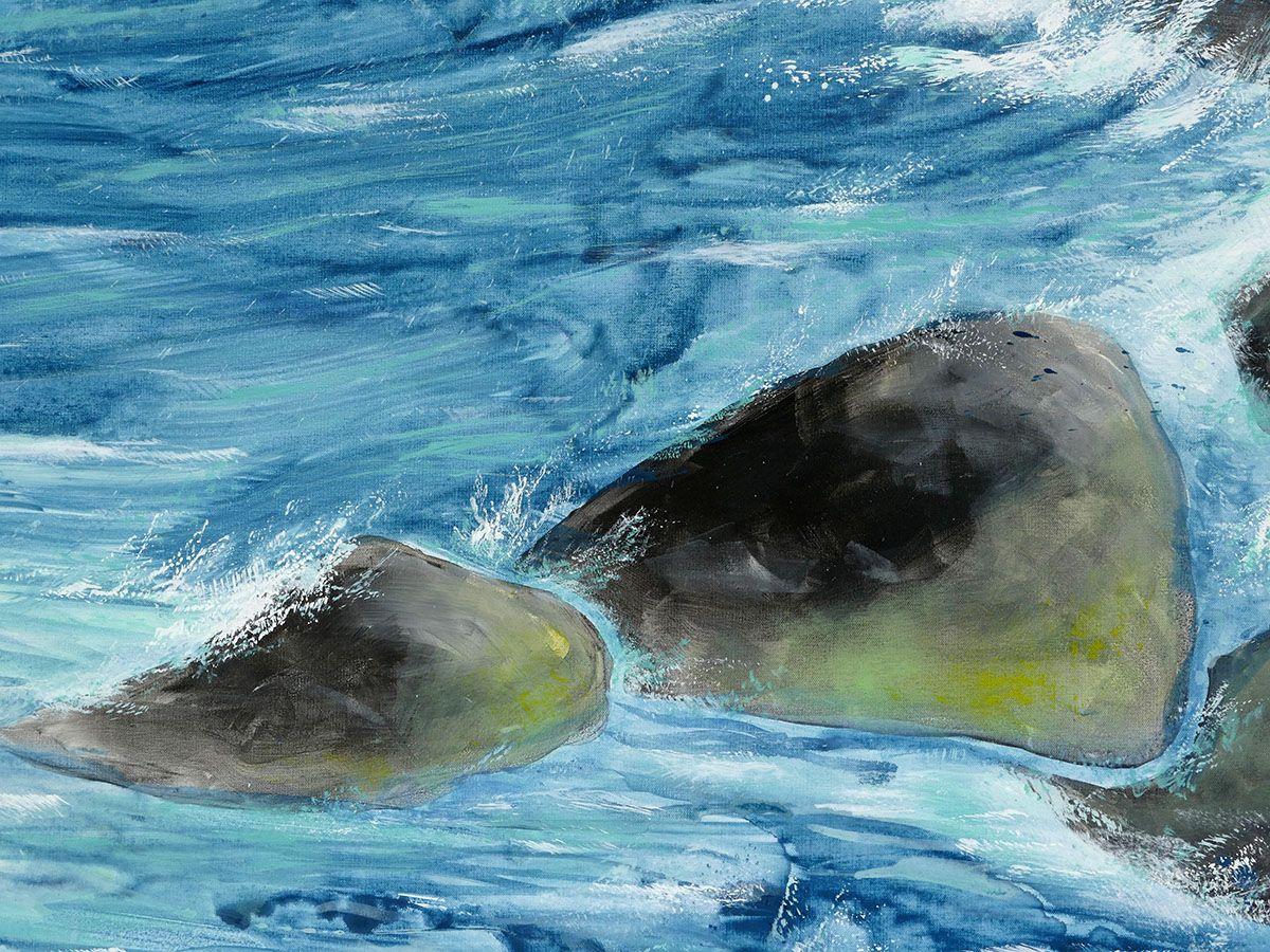 Badare a me stesso, Pittura, Acrilico su tela - Abstract Painting Blu di Karin Lowney-Seed