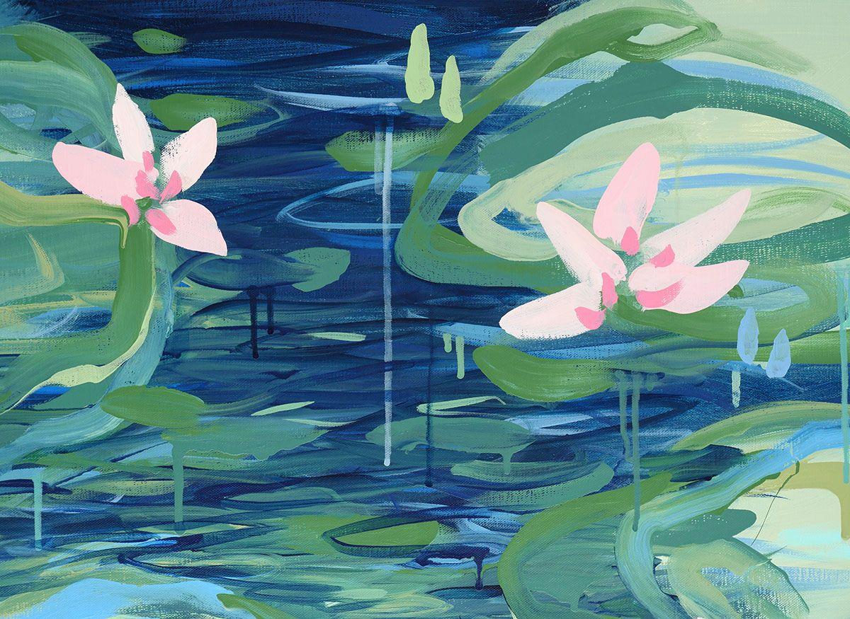 Baile nocturno, Pintura, Acrílico sobre lienzo - Painting Abstracto de Karin Lowney-Seed