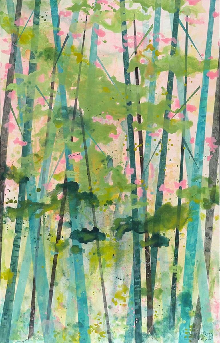 Karin Lowney-Seed Abstract Painting - Springing in The Forest, Painting, Acrylic on Canvas