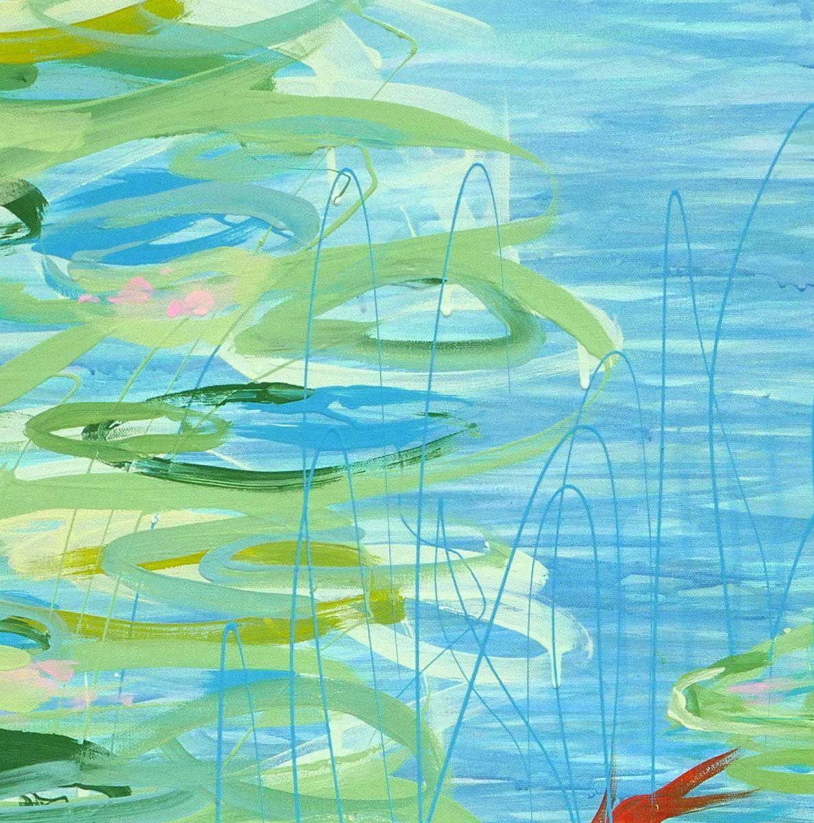La Reunión III, Pintura, Acrílico sobre lienzo - Abstract Painting Azul de Karin Lowney-Seed