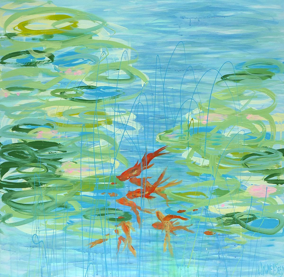 Abstract Painting de Karin Lowney-Seed - La Reunión III, Pintura, Acrílico sobre lienzo