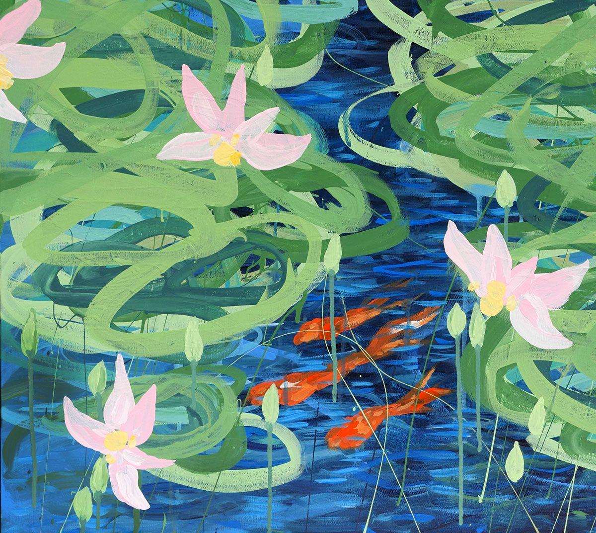 Todos vinieron a verla, Pintura, Acrílico sobre lienzo - Painting de Karin Lowney-Seed
