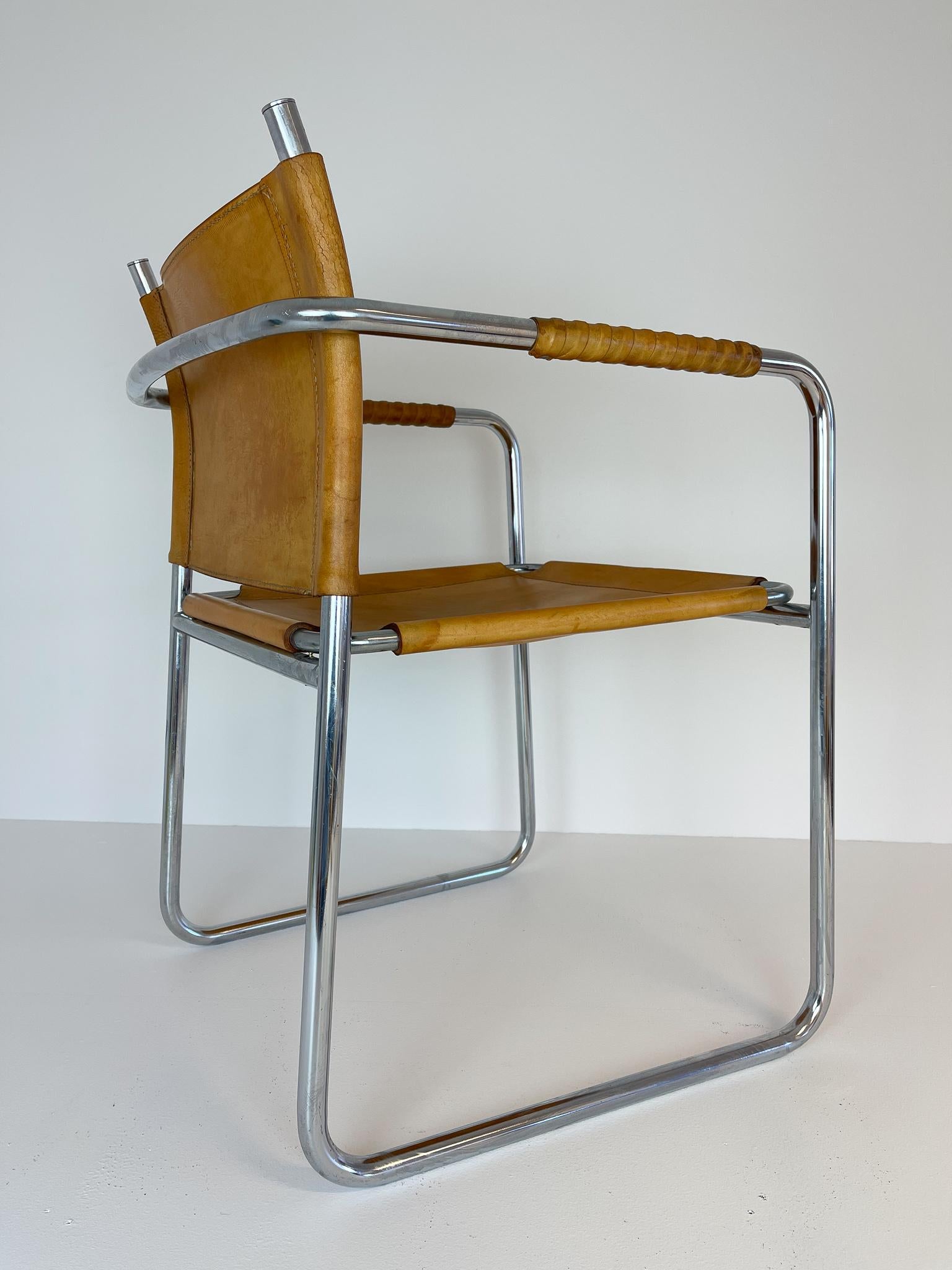 Late 20th Century Karin Mobring Chrome and Leather Armchair Model Amiral by Ikea in Sweden