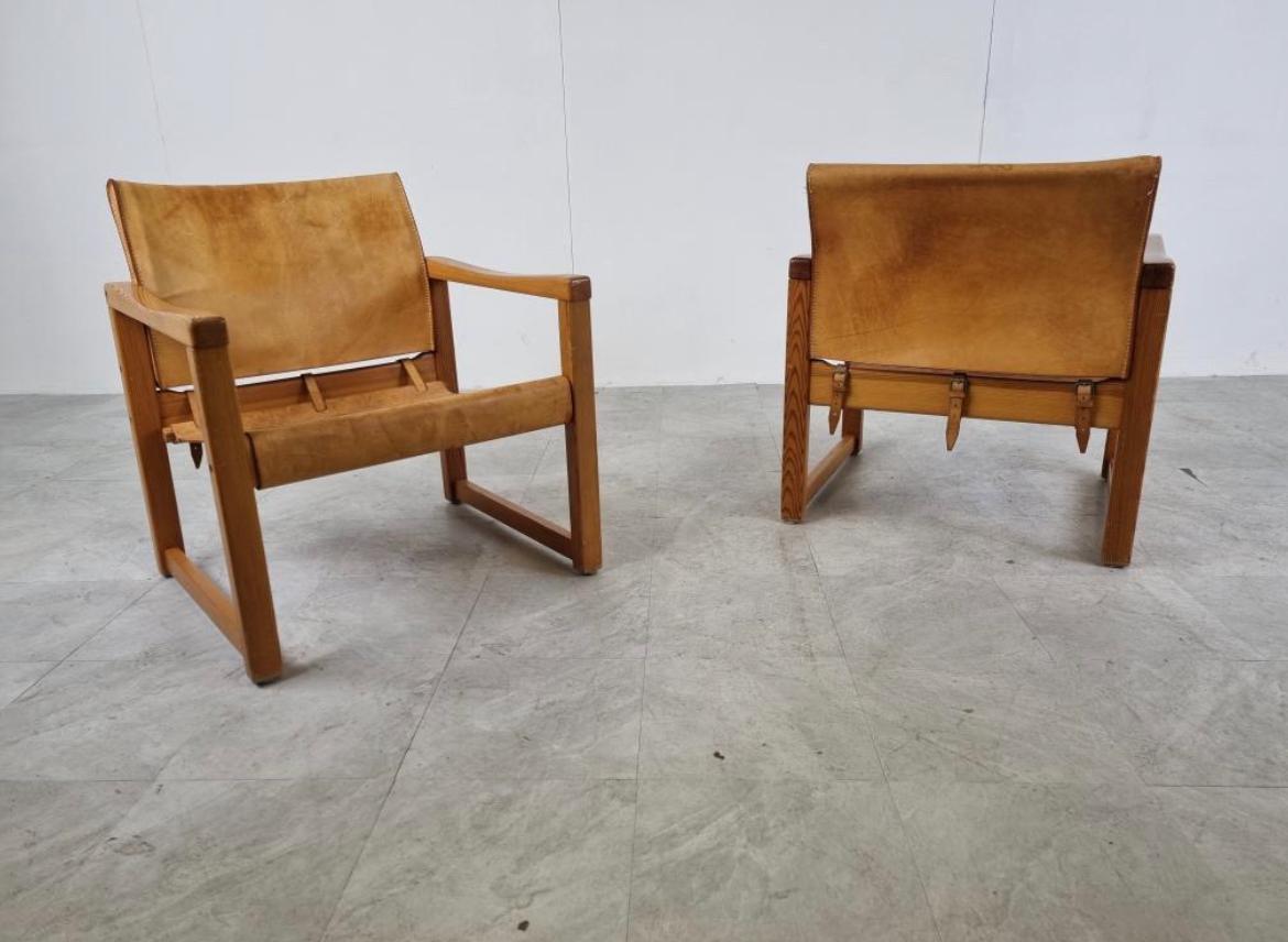 Karin Mobring Diana Safari Leather Lounge Chairs Pair, 1970s 3