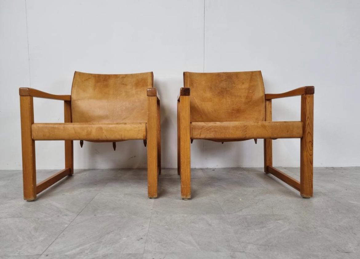 Hand-Crafted Karin Mobring Diana Safari Leather Lounge Chairs Pair, 1970s
