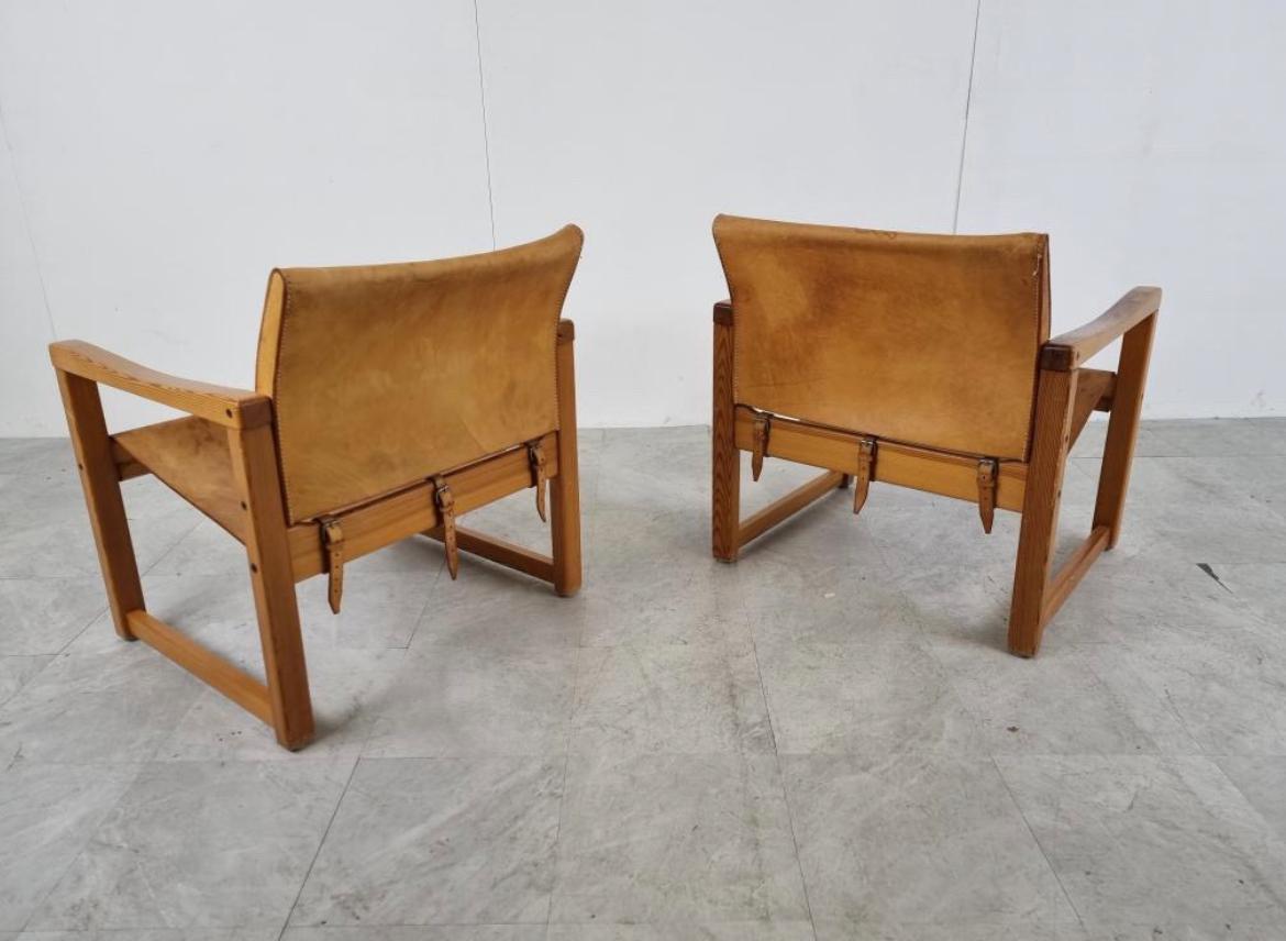 Late 20th Century Karin Mobring Diana Safari Leather Lounge Chairs Pair, 1970s