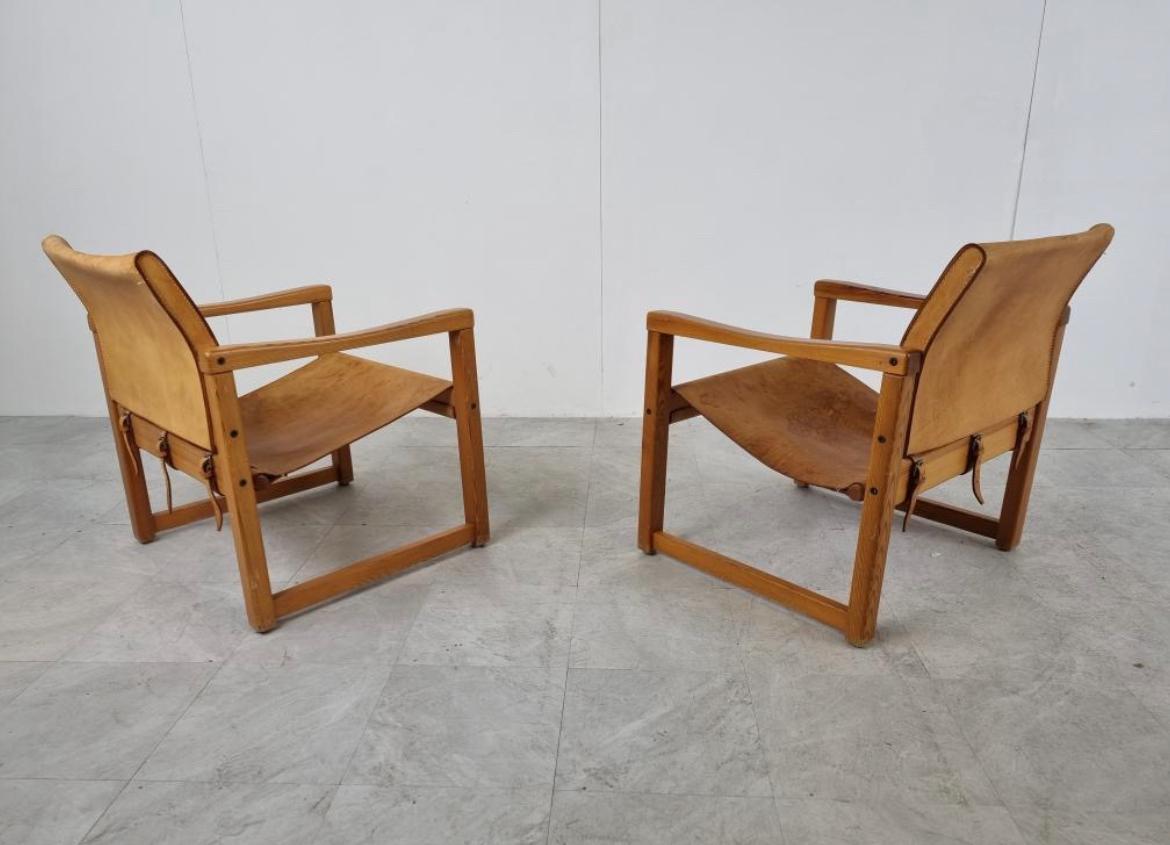 Karin Mobring Diana Safari Leather Lounge Chairs Pair, 1970s 2