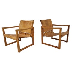 Karin Mobring Diana Safari Leather Lounge Chairs Pair, 1970s