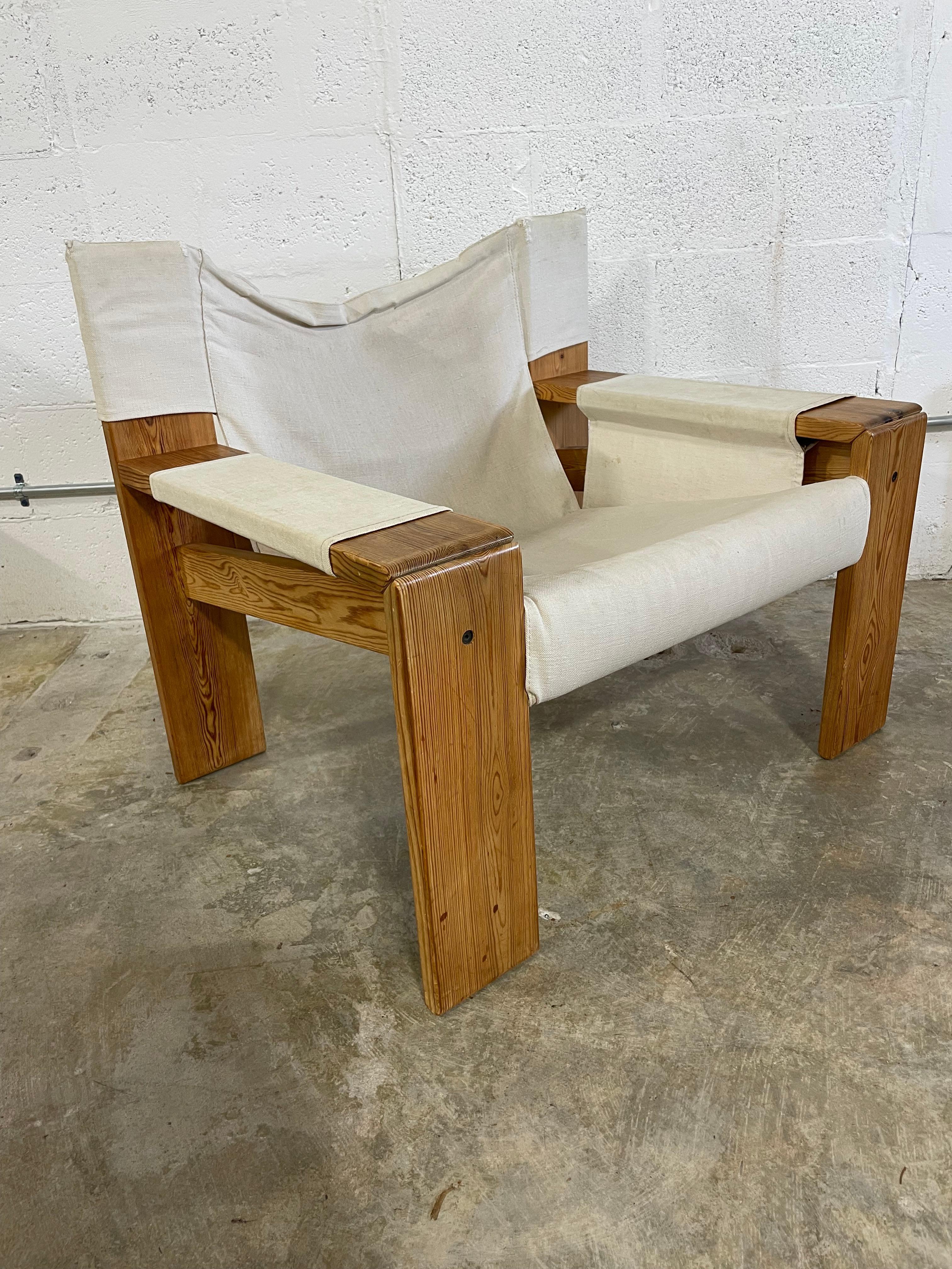 Tela N. Sedia scandinava rustica di metà secolo in pino Eilersen in vendita