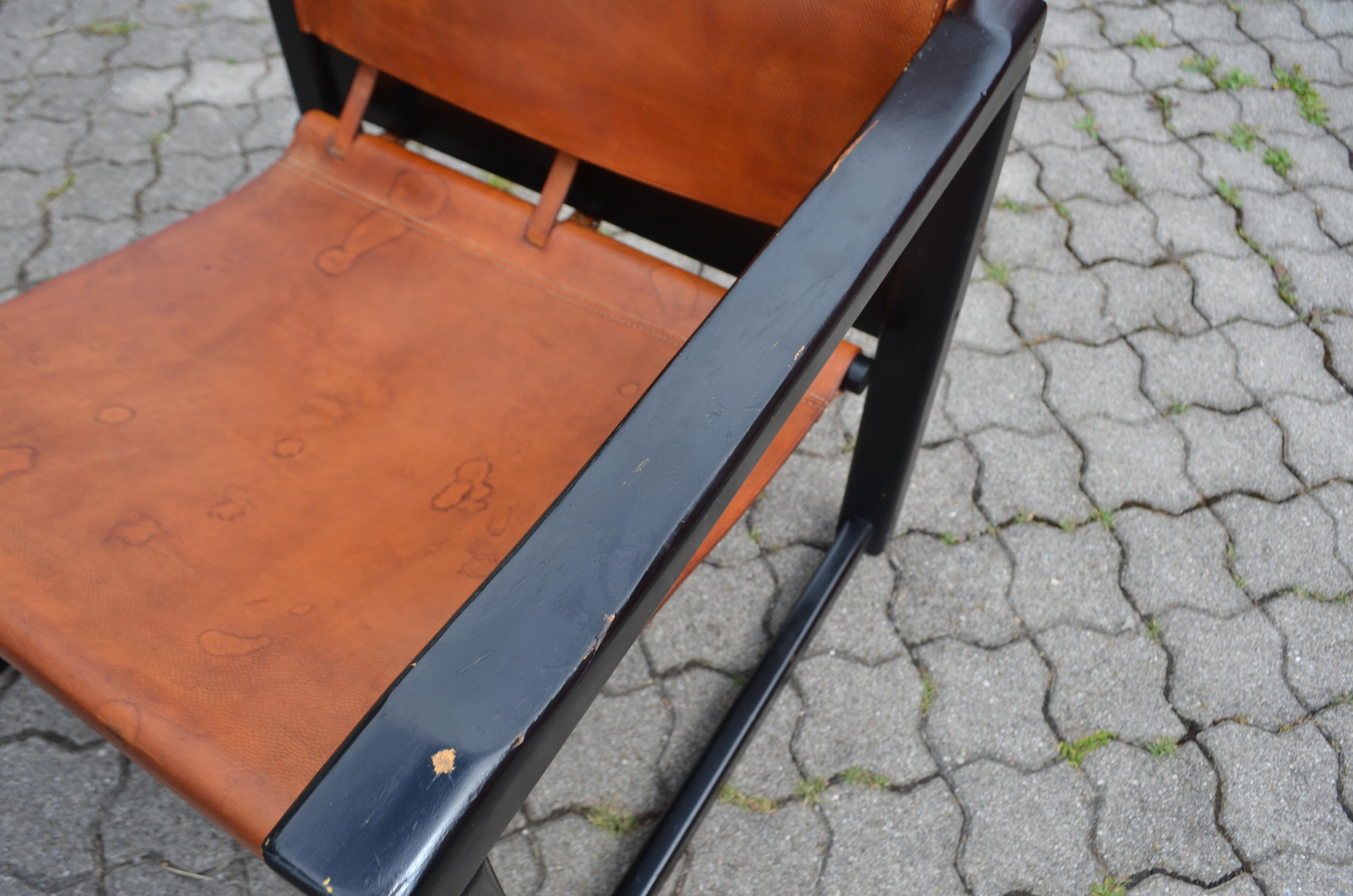 Karin Mobring Model Diana Cognac Sling Lounge Chair Vintage Ikea Black Frame For Sale 9