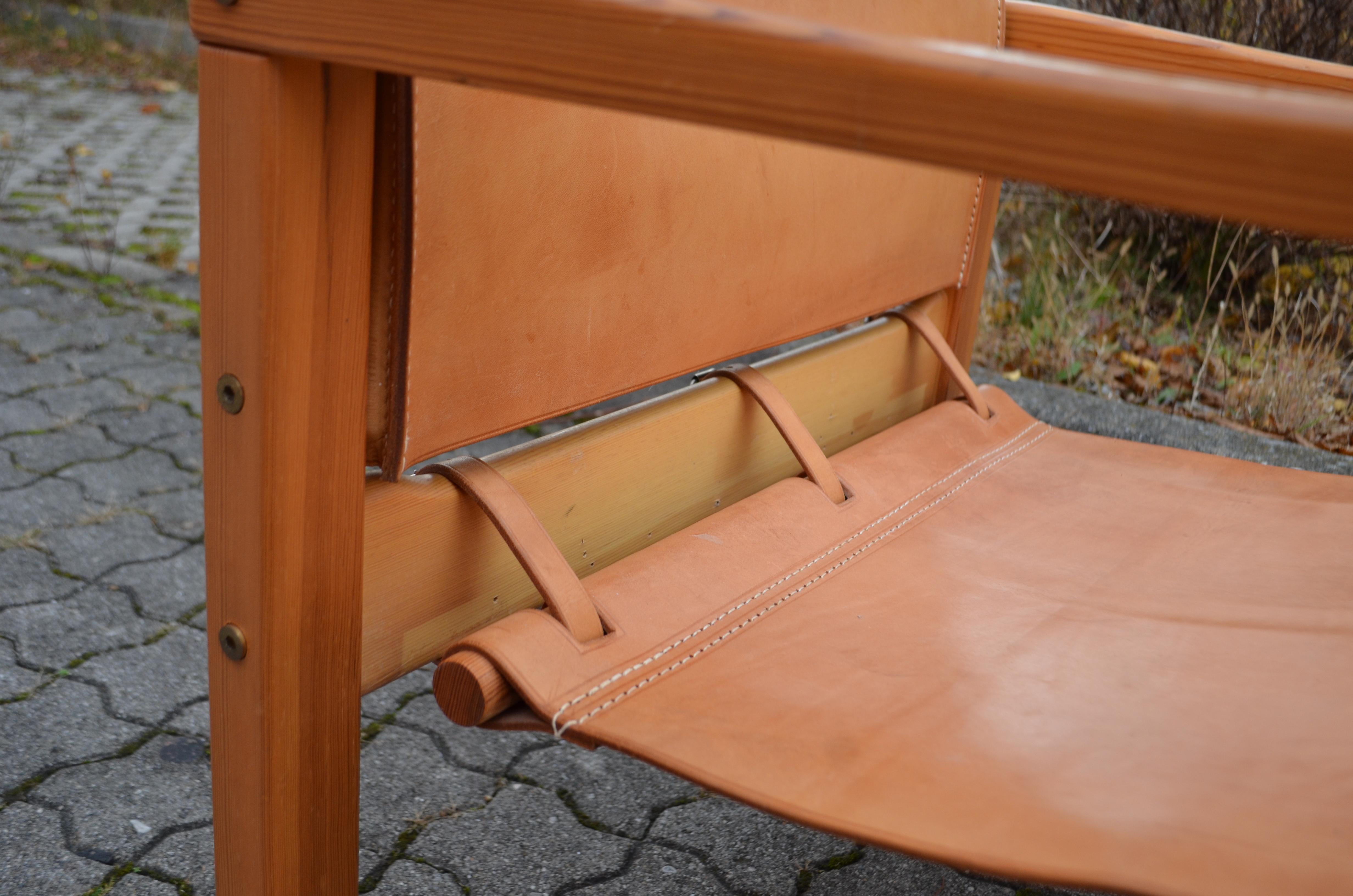 Karin Mobring Model Diana Cognac Sling Lounge Chair Vintage Ikea For Sale 1