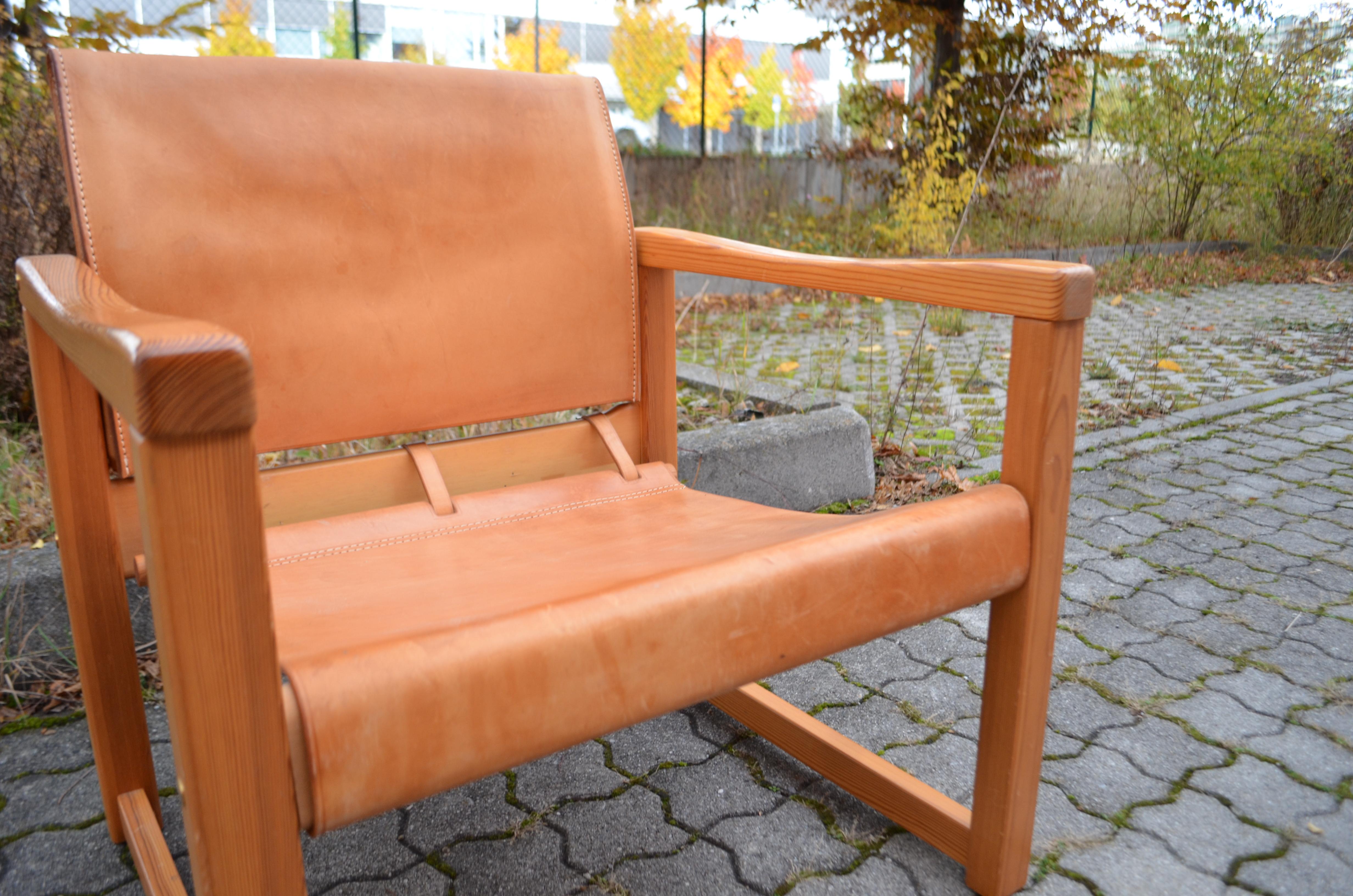 Karin Mobring Model Diana Cognac Sling Lounge Chair Vintage Ikea 3
