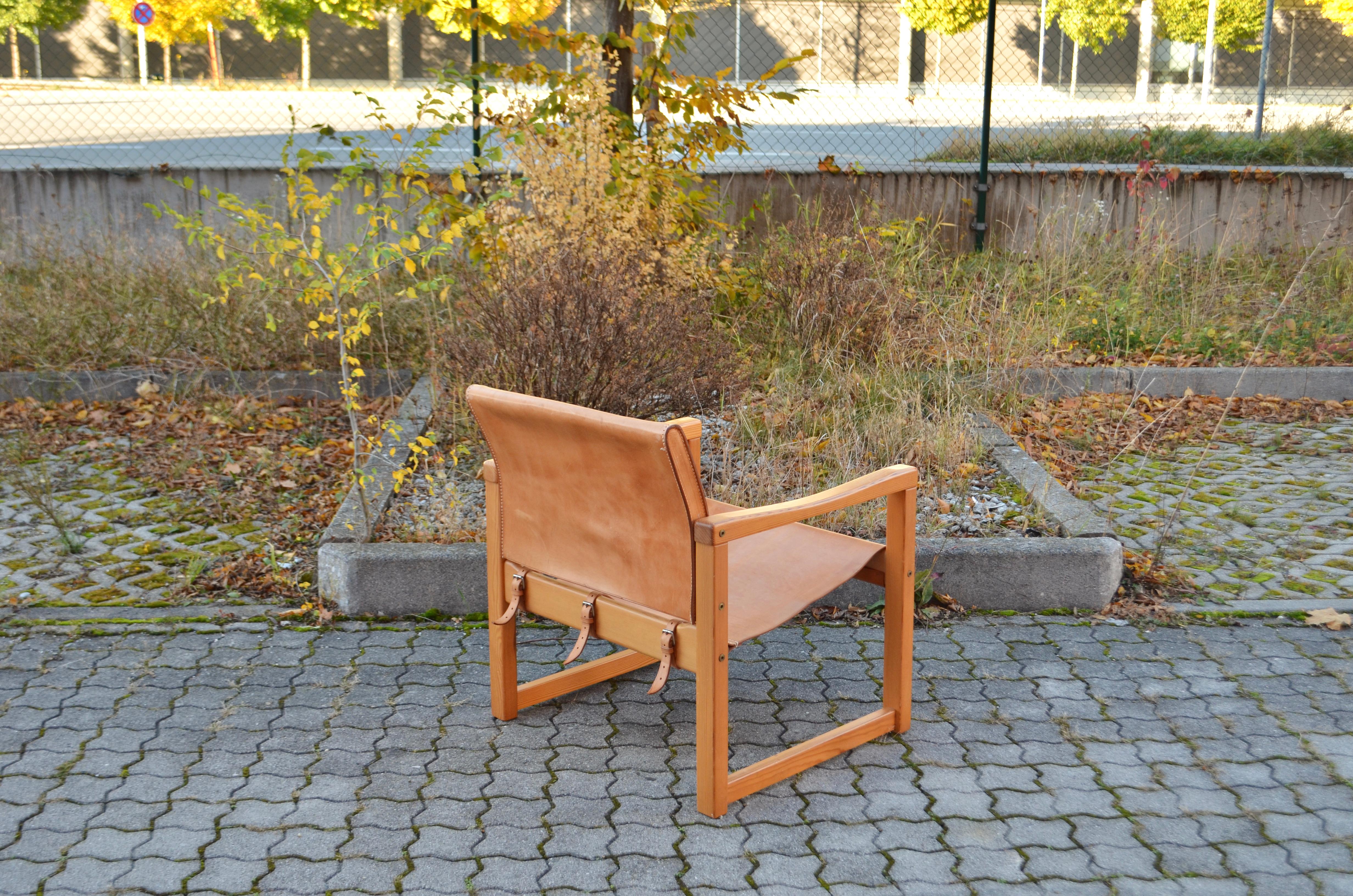 Karin Mobring Model Diana Cognac Sling Lounge Chair Vintage Ikea 9