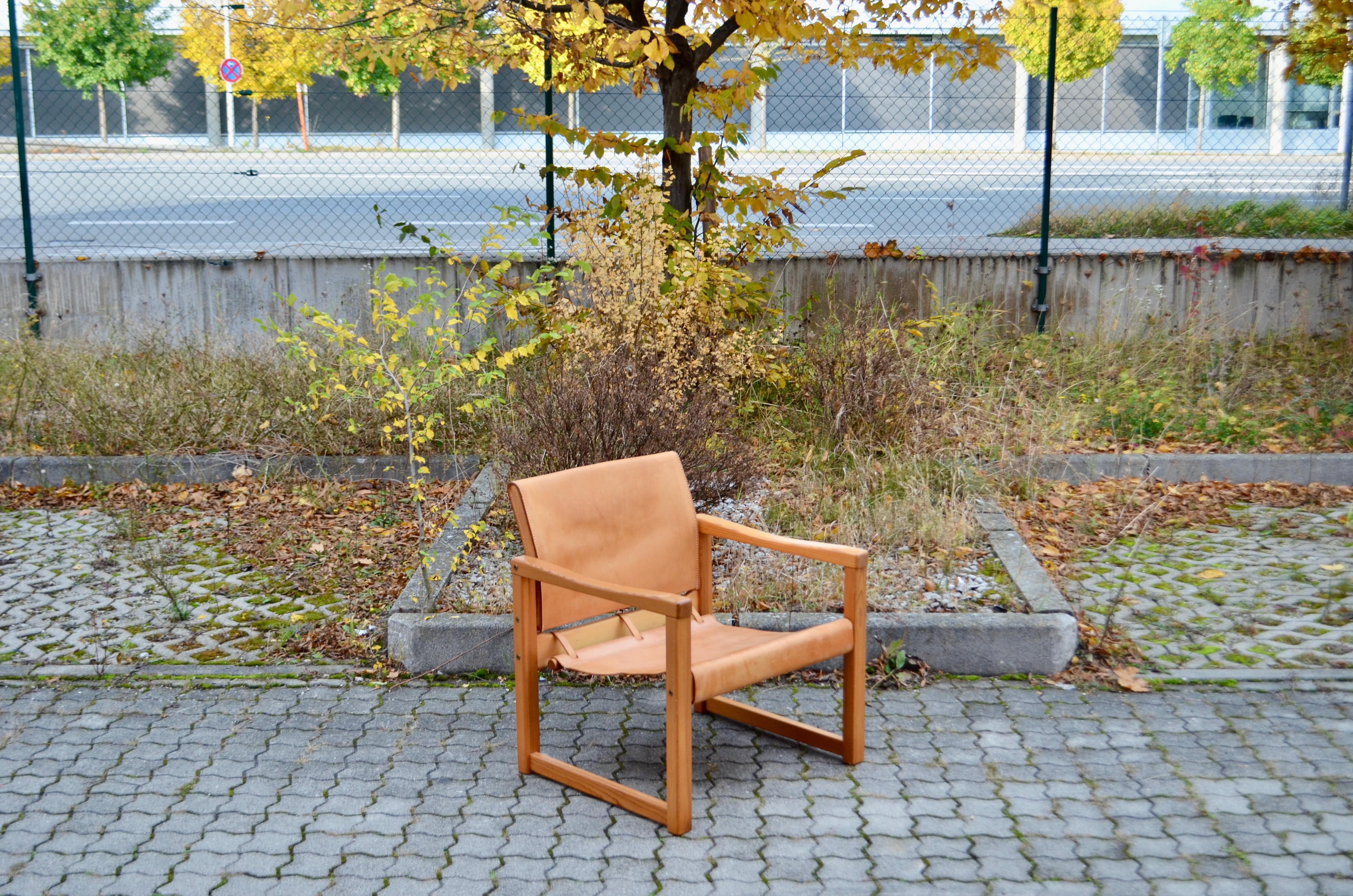 Swedish Karin Mobring Model Diana Cognac Sling Lounge Chair Vintage Ikea For Sale