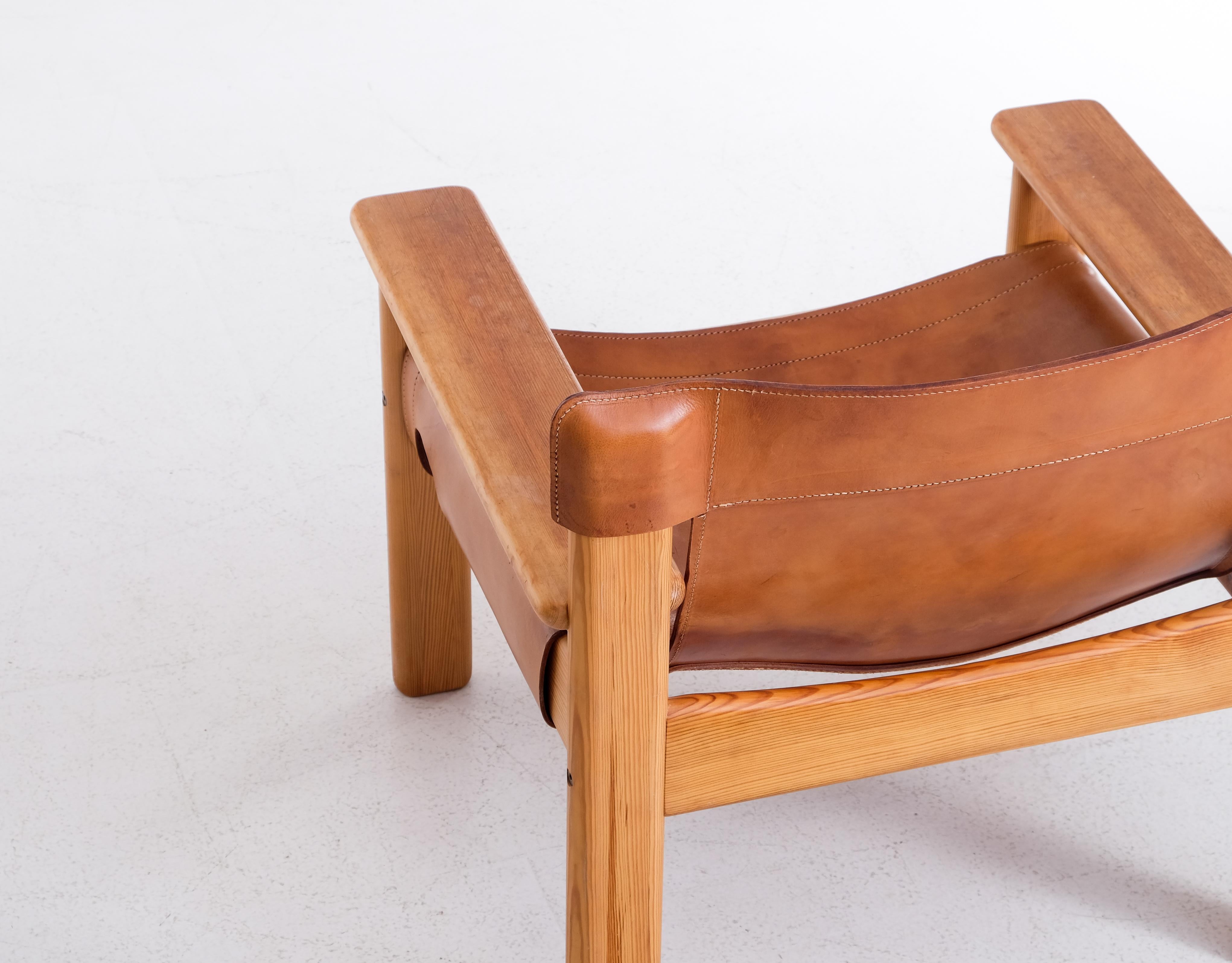 'Natura' armchair by Karin Mobring, 1970s. Leather and pine wood. 

