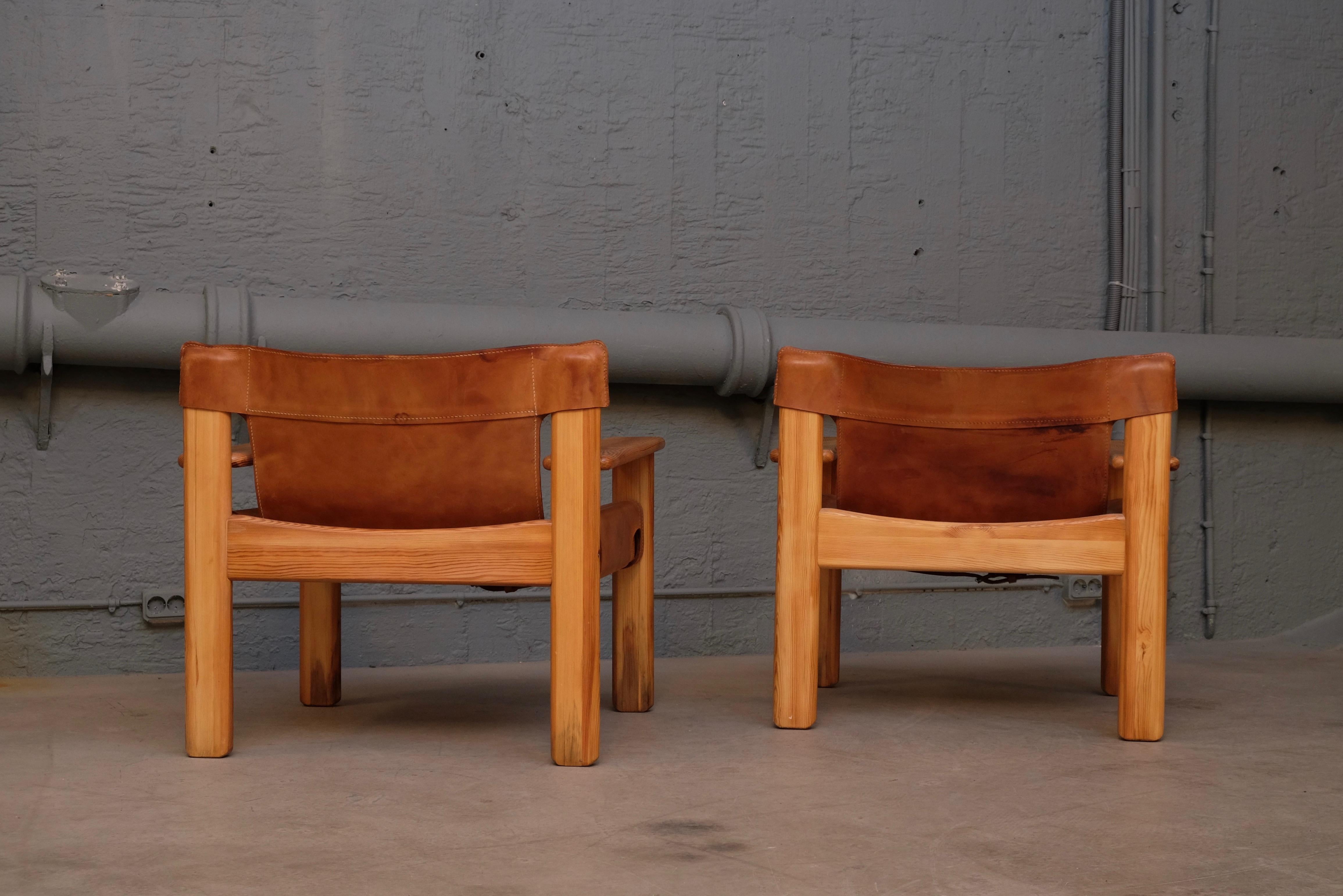 Leather Karin Mobring Natura Easy Chairs, Sweden, 1970s