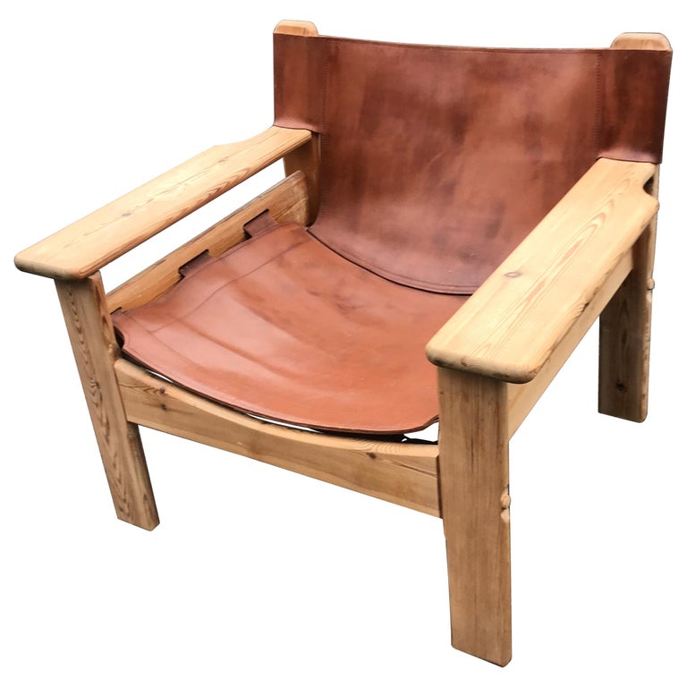 Karin Mobring "Natura" Leather Safari Style Lounge Chair For Sale