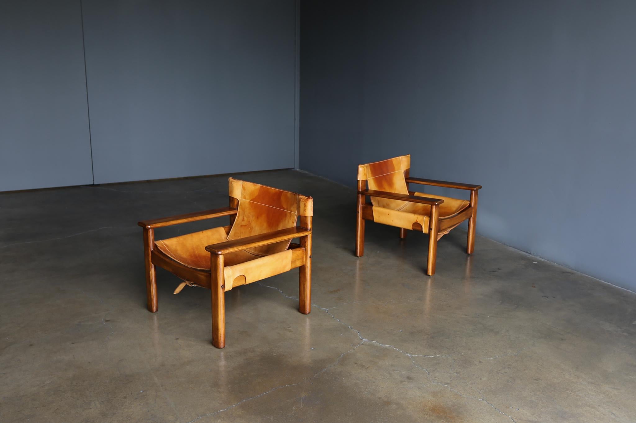 Karin Mobring 'Natura' Saddle Leather & Pine Lounge Chairs for IKEA, circa 1970 6