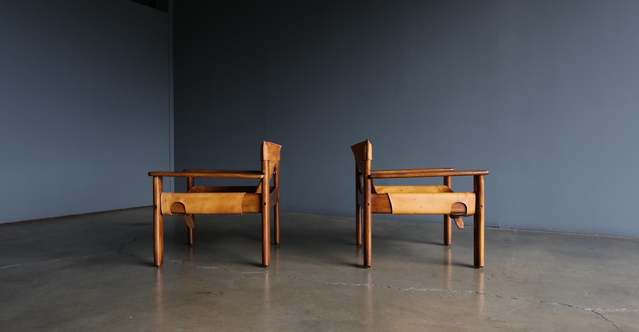 Karin Mobring 'Natura' Saddle Leather & Pine Lounge Chairs for IKEA, circa 1970 7