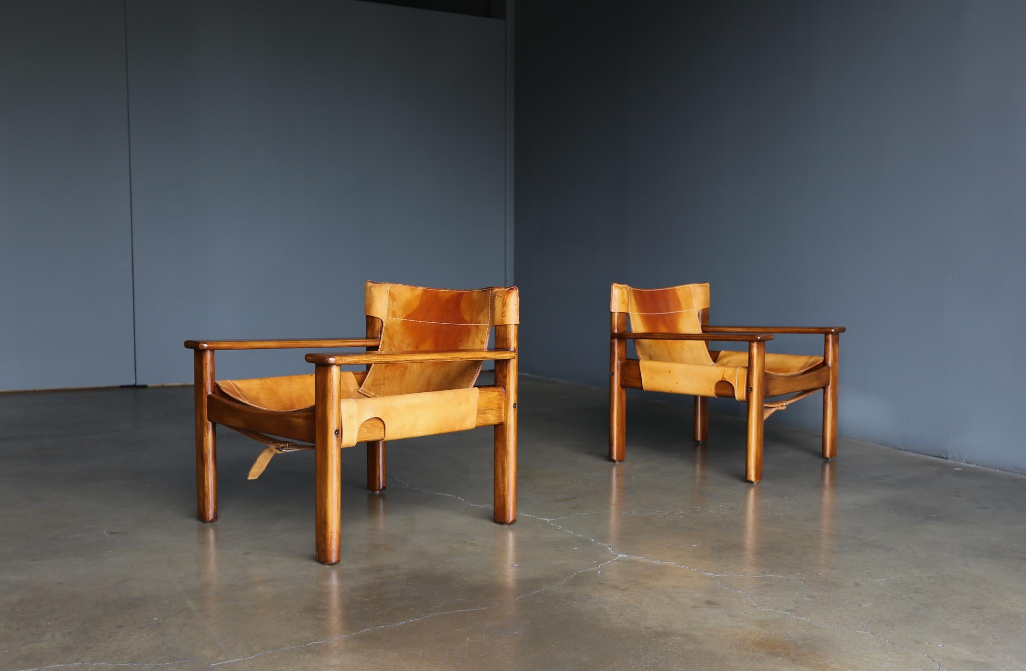 Karin Mobring 'Natura' Saddle Leather & Pine Lounge Chairs for IKEA, circa 1970 9