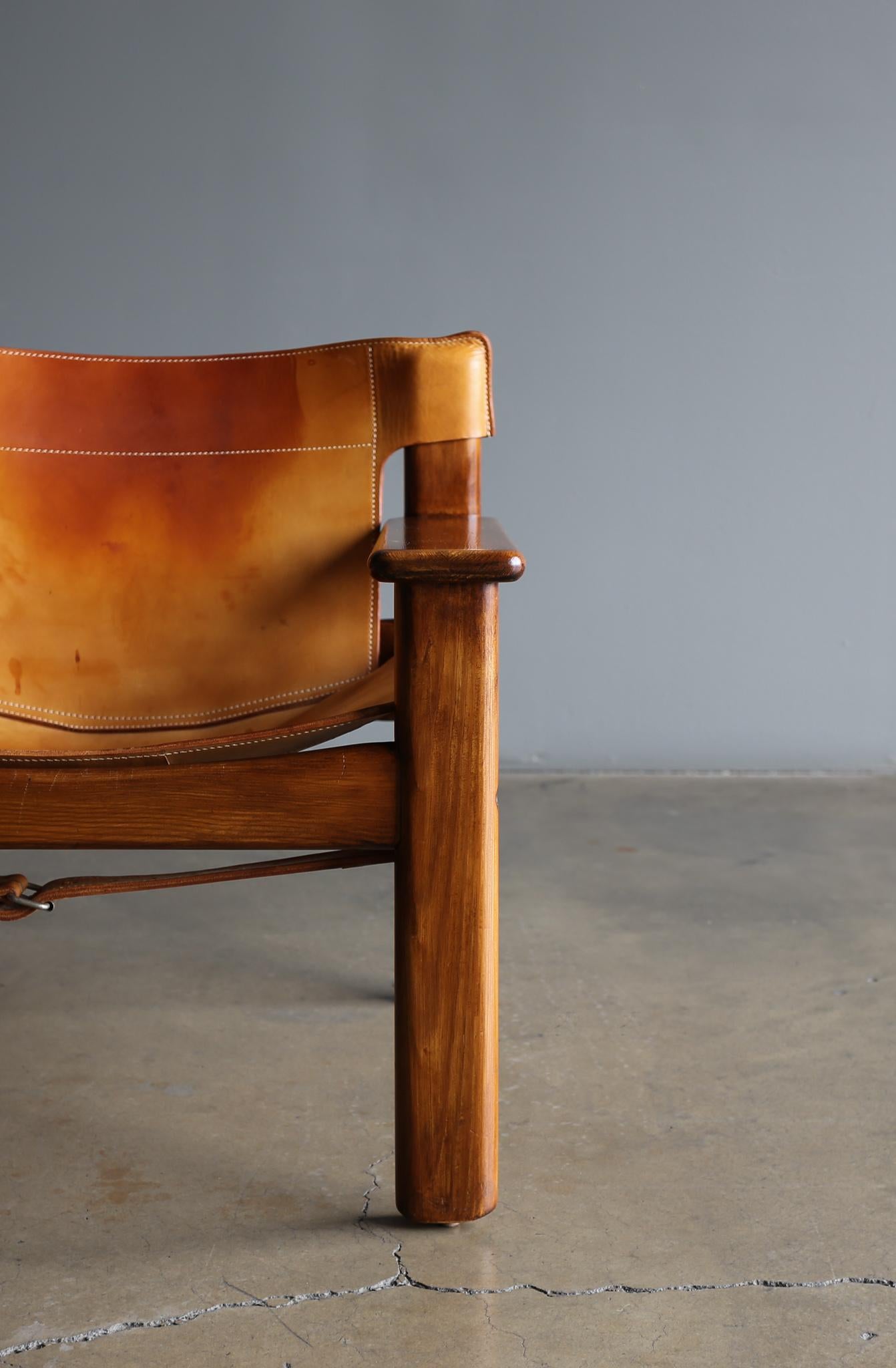 20th Century Karin Mobring 'Natura' Saddle Leather & Pine Lounge Chairs for IKEA, circa 1970