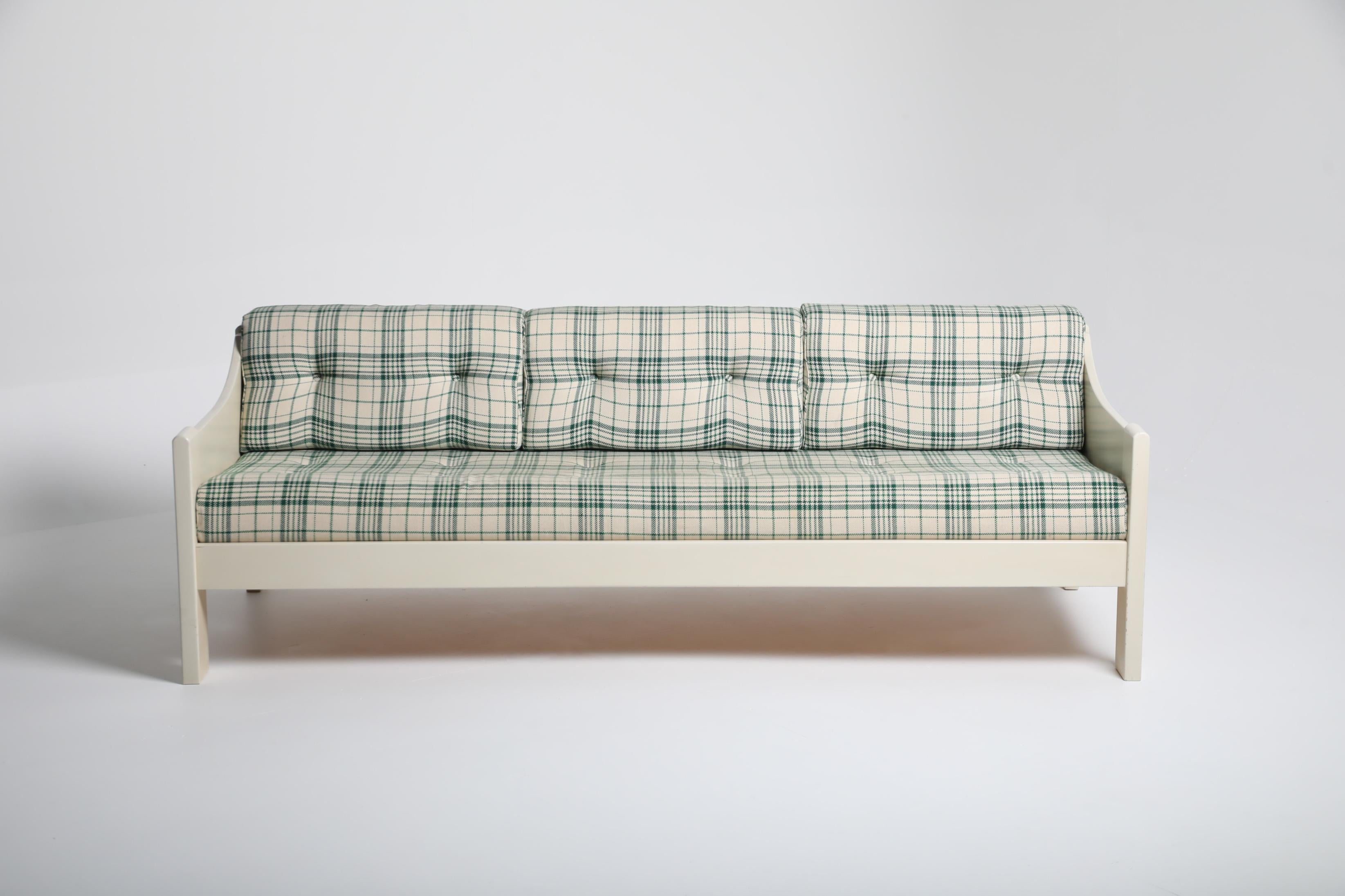Designed by Swedish furniture designer Karin Mobring, this Småland sofa was produced by IKEA in the 1970s and reflects Mobring’s signature blend of Scandinavian simplicity and rustic modernism.

The piece features a solid wood frame, finished in
