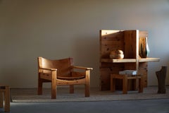 Karin Mobring Style Easy Chair in Pine & Leather, Made in Sweden, 1970s