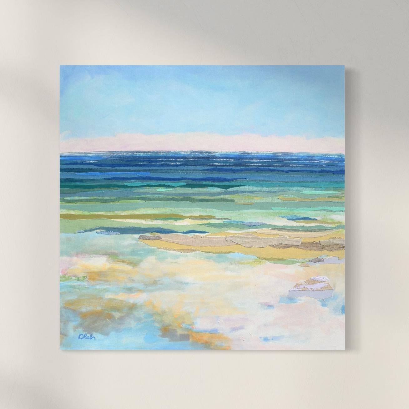"Seaglass Sea 2", An Original Abstract Seascape Painting - Mixed Media Art by Karin Olah