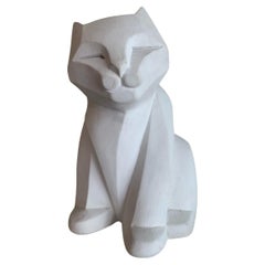 Vintage Cubist Cat Sculpture by Karin Swildens, Austin Productions