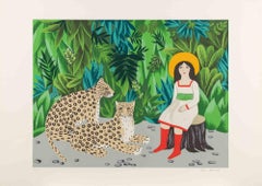 Untitled (Girl with Leopards in... - Screenprint by Karin Wiesmann - 1980s