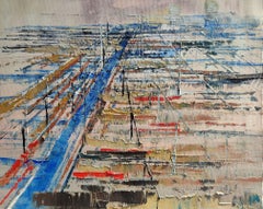 Abstraktes Ölgemälde „Stadtlinien 7“, Gemälde, Öl auf Leinwand