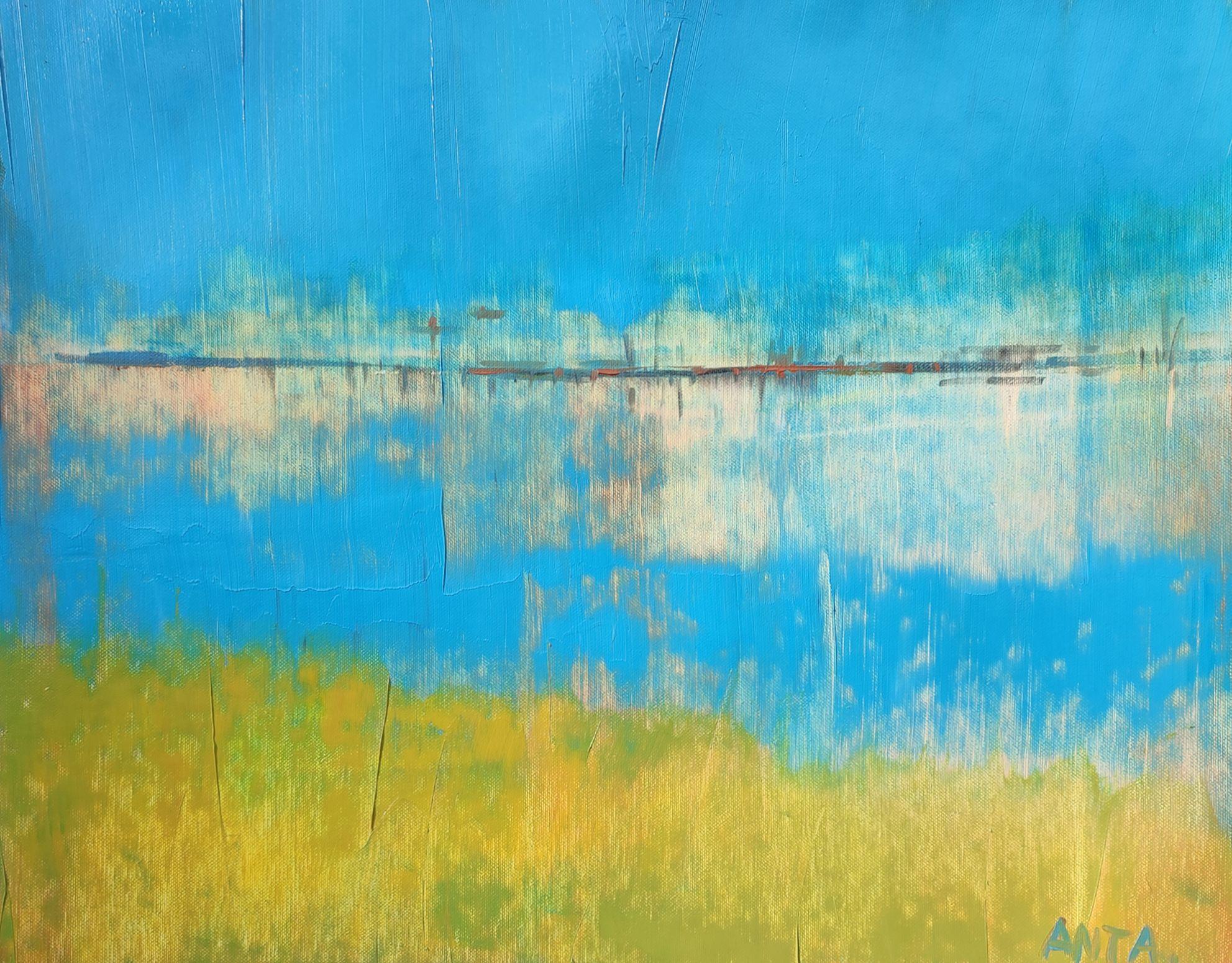 Karina Antonczak Abstract Painting - Abstract oil painting "Lake 6"., Painting, Oil on Canvas