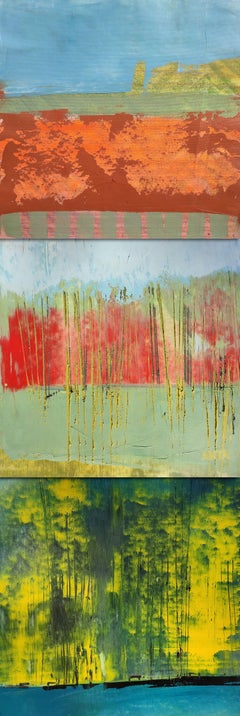 Abstraktes Ölgemälde „Layers of nature 2“, Triptychon, Gemälde, Öl auf Leinwand
