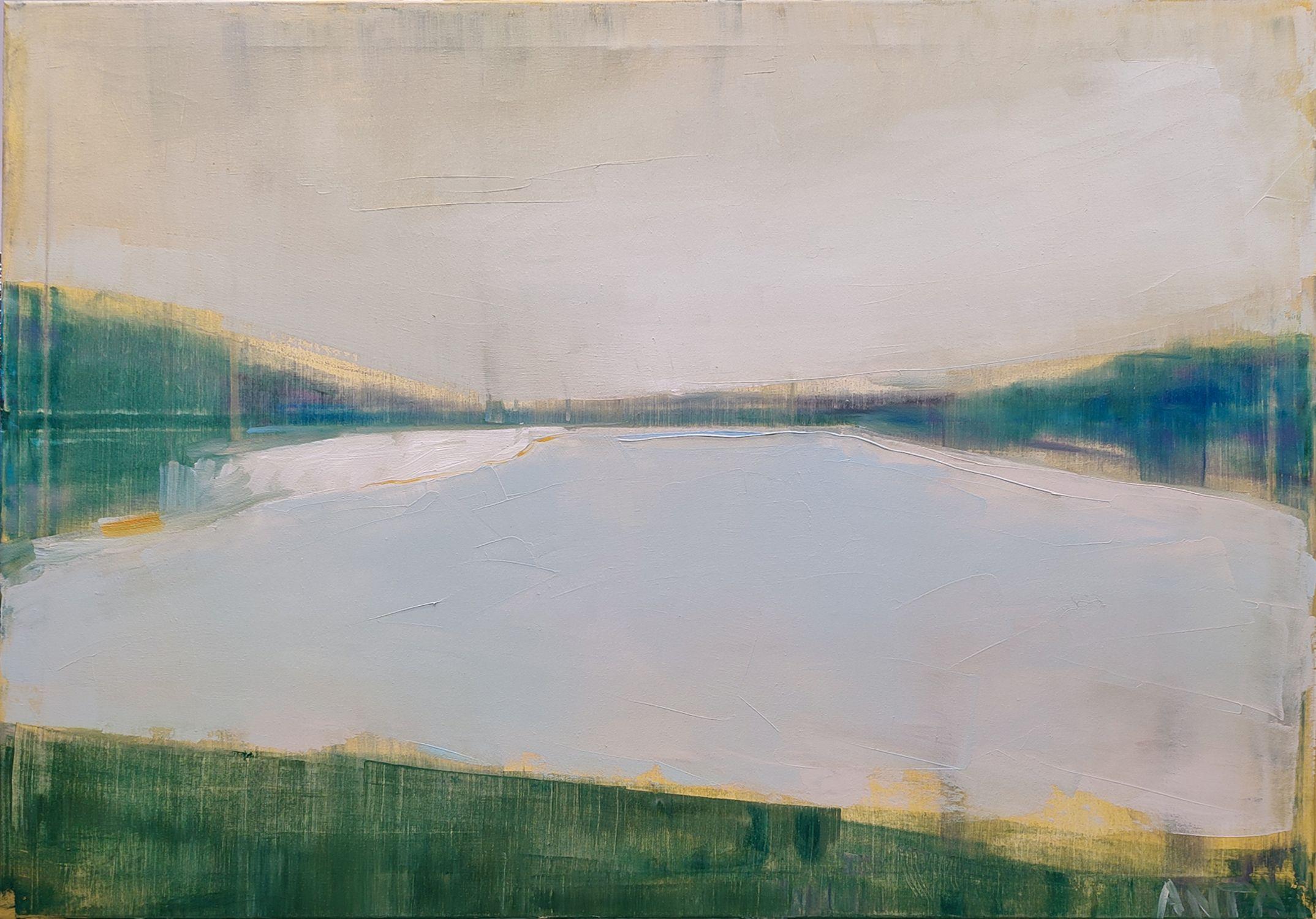 Karina Antonczak Abstract Painting - "Lake 10", oil painting, stretched, Painting, Oil on Canvas