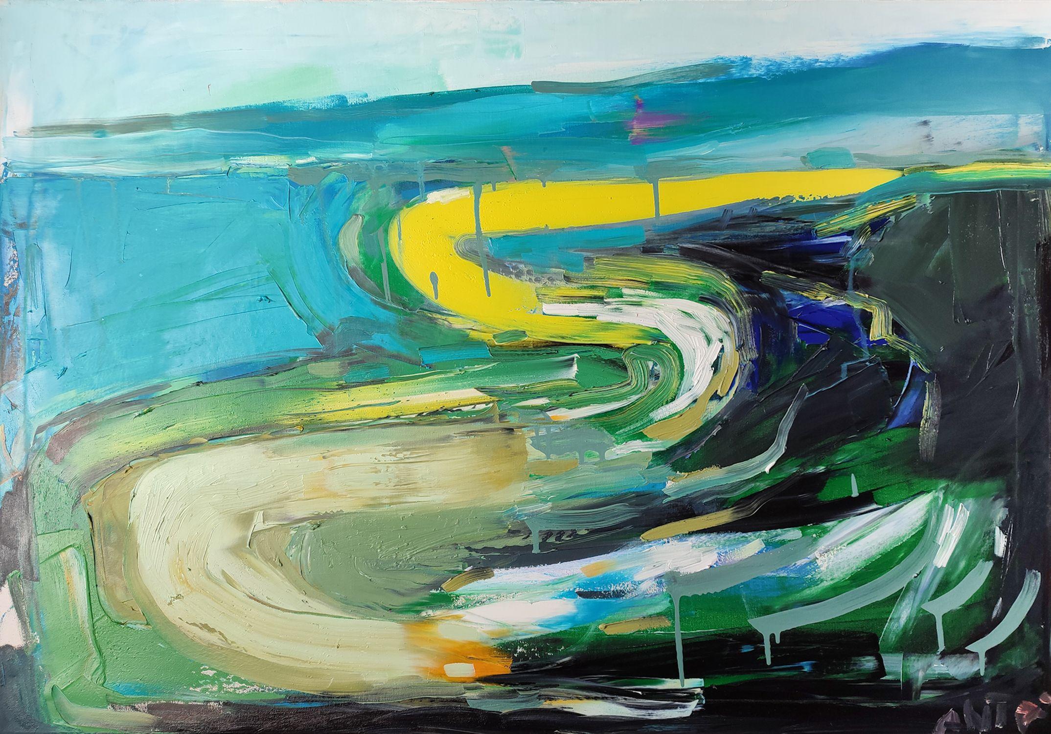Karina Antonczak Abstract Painting - "My way 03" oil painting, stretched, Painting, Oil on Canvas