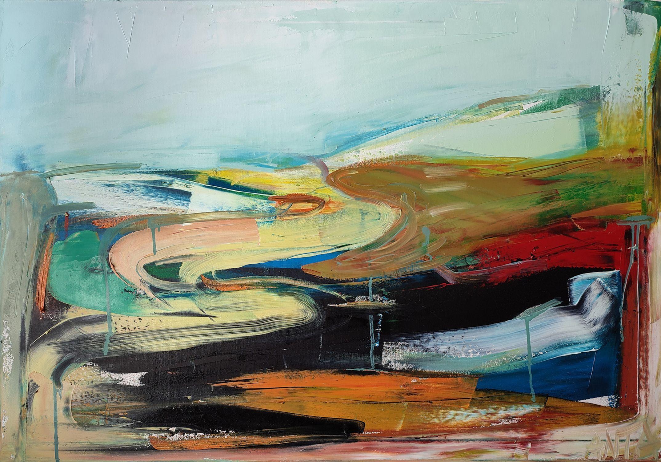 Karina Antonczak Abstract Painting - "My way 06", Painting, Oil on Canvas