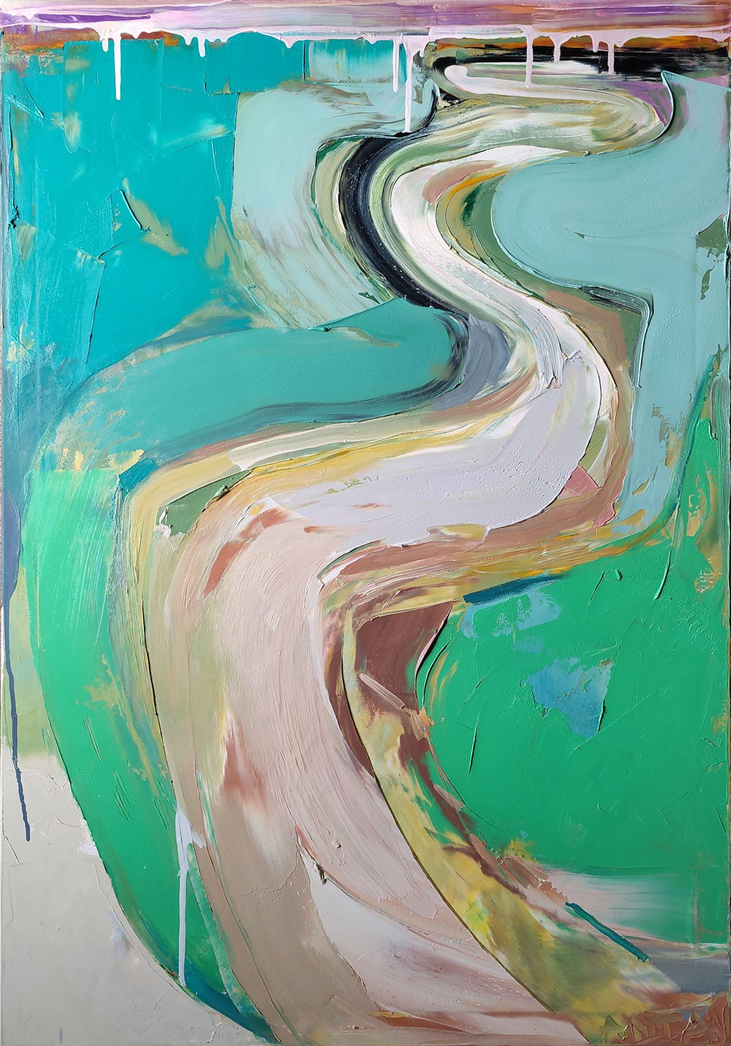 Karina Antonczak Abstract Painting - "My way 09", Painting, Oil on Canvas
