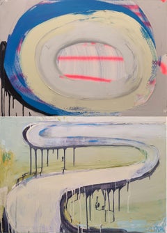 "My way 15", diptych, oil painting, stretched, Painting, Oil on Canvas