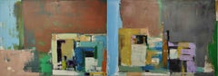 oil painting, diptych, "Layer city 46", stretched, Painting, Oil on Canvas