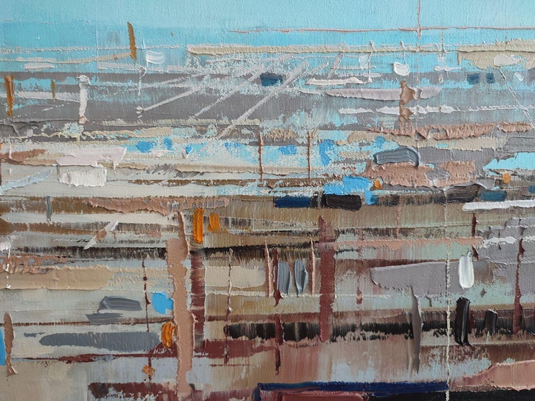 Karina Antonczak oil painting, stretched, "Abstract city 2", Painting