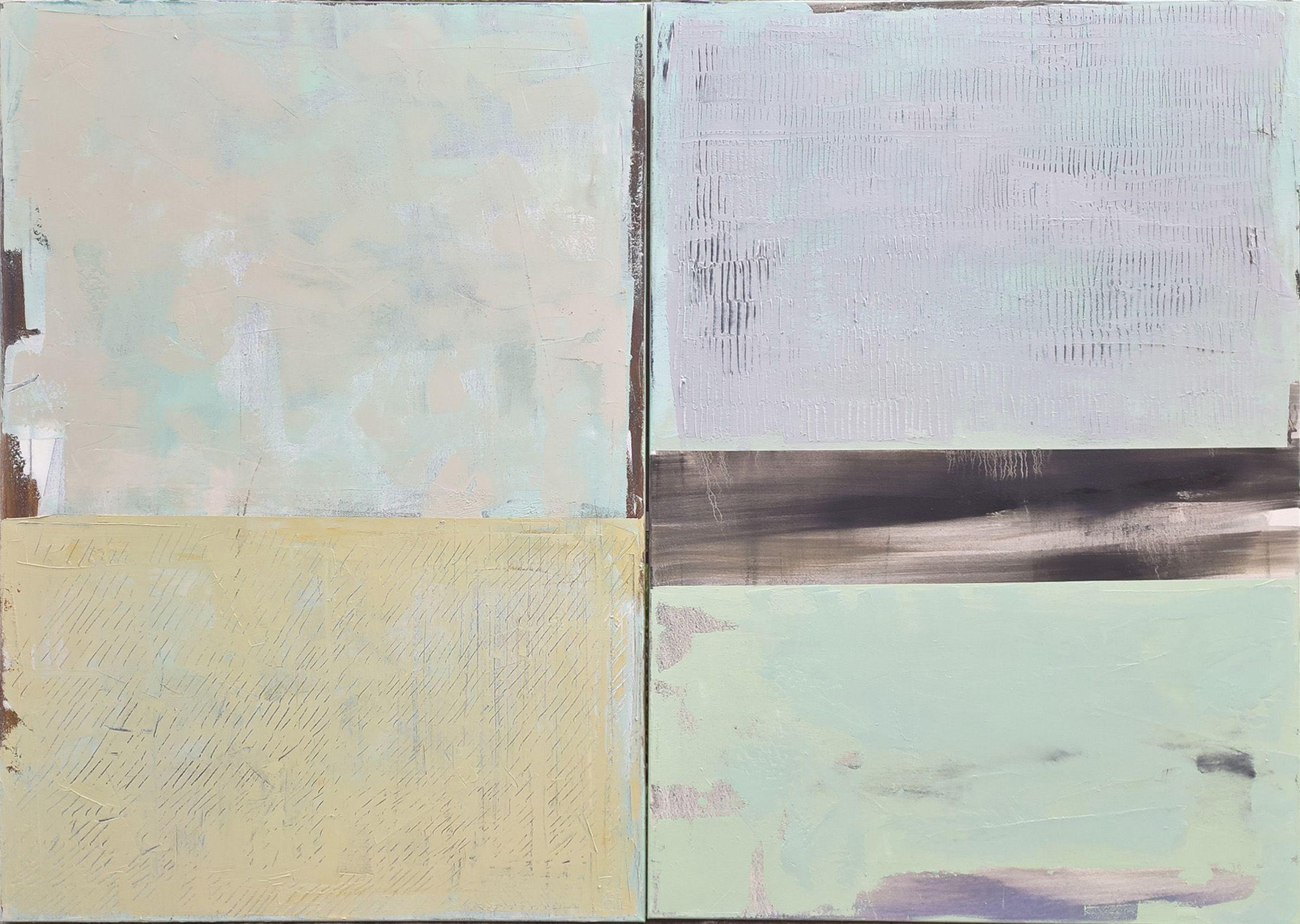 Oil painting stretched diptych 