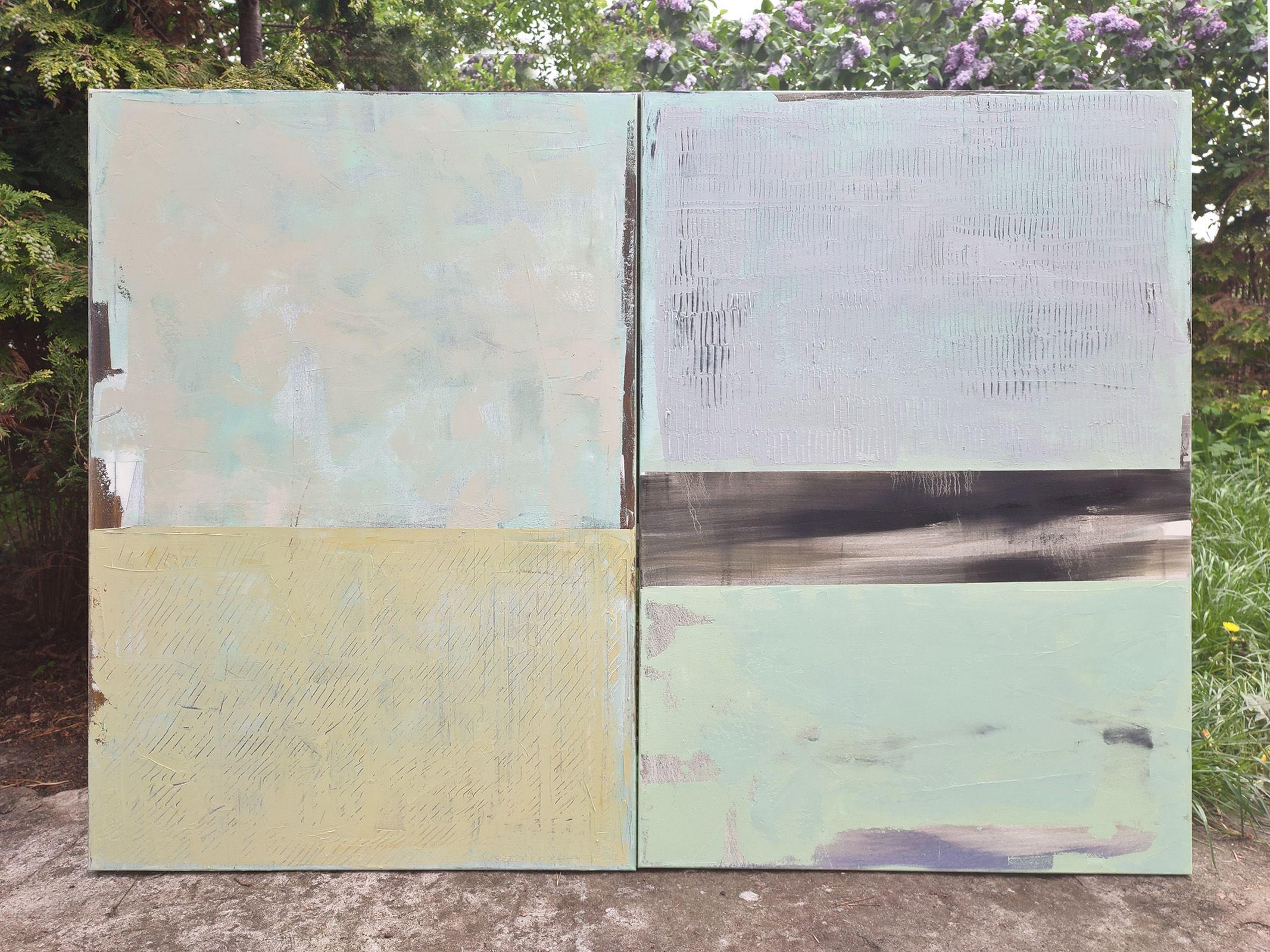 Karina Antonczak Abstract Painting - Oil painting stretched diptych "Abstract 26" Painting Oil on Canvas