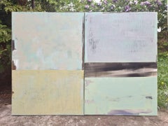 Oil painting stretched diptych "Abstract 26" Painting Oil on Canvas