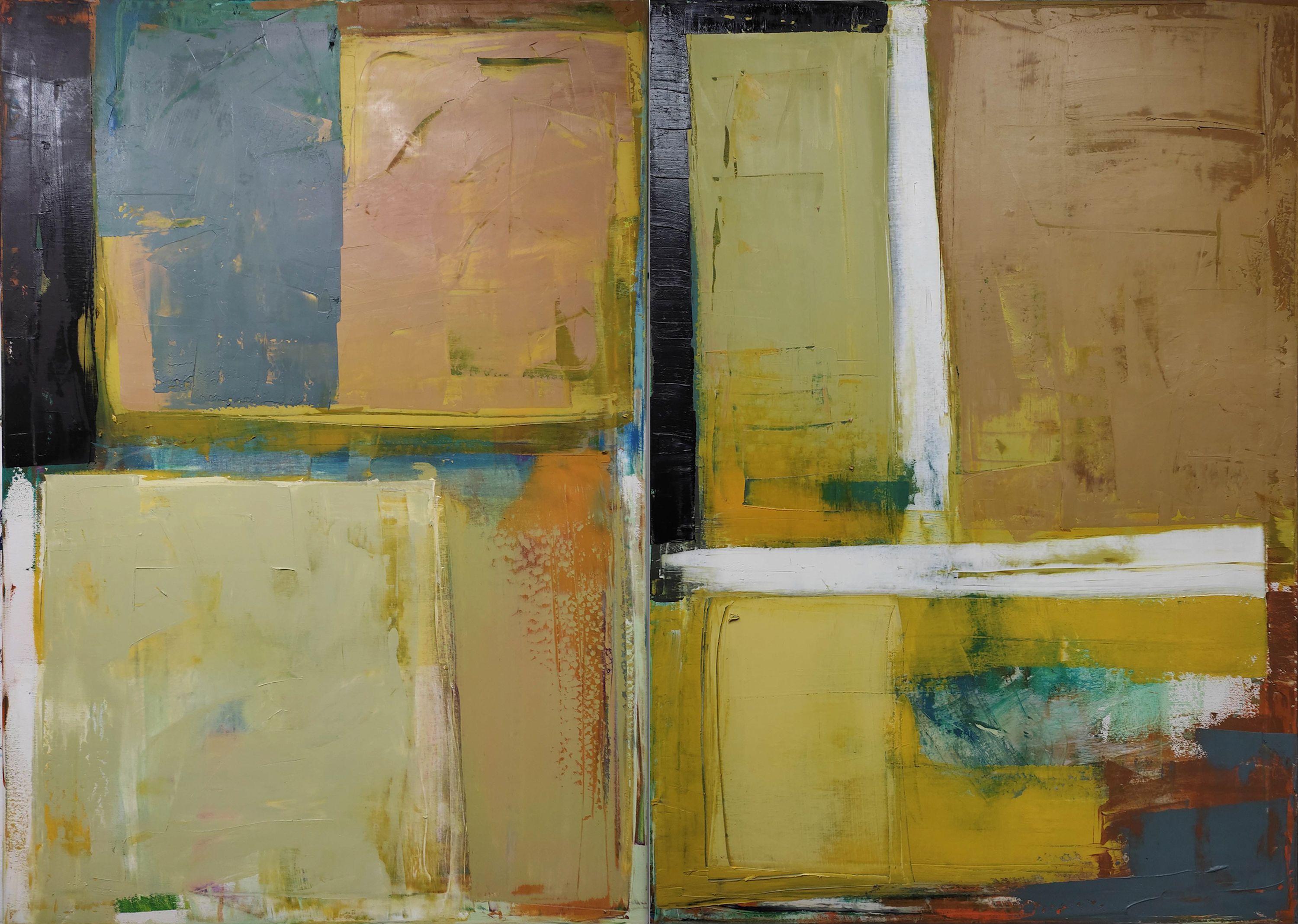 Karina Antonczak oil painting, stretched, diptych "Layer city 2