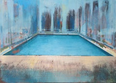 Used Oil painting, stretched "Pool 22", Painting, Oil on Canvas